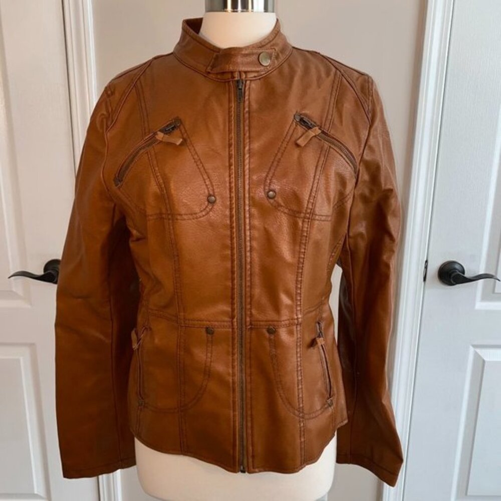 Frida G Vegan Leather Moto jacket L EUC